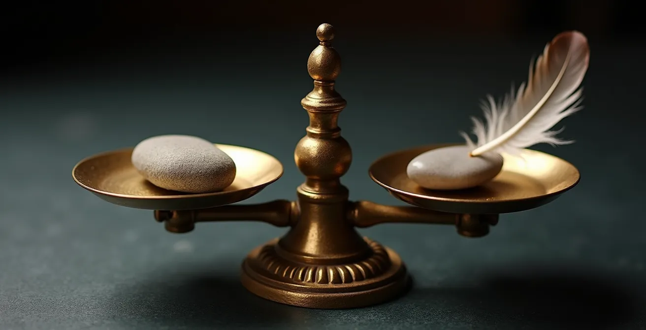 Balance métaphorique représentant le dilemme entre partir ou rester dans un emploi