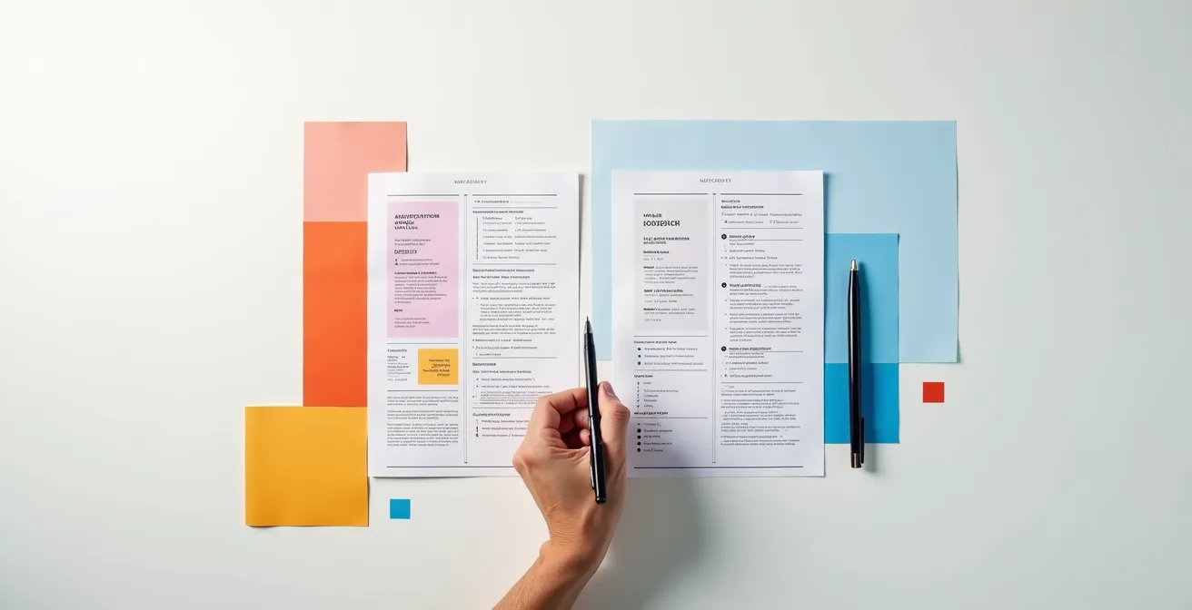 Comparaison côte à côte de deux CV montrant les différences culturelles entre approche américaine et française