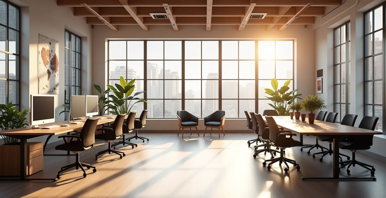 Représentation visuelle du tressage des trois types de compétences (technique, comportementale et atypique) dans un environnement professionnel moderne.