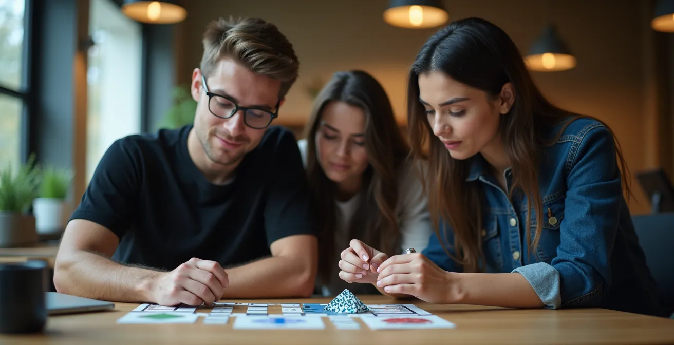 Équipe de candidats collaborant dans un escape game de recrutement