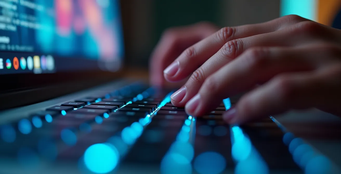 Professionnel utilisant des techniques de recherche avancée sur ordinateur