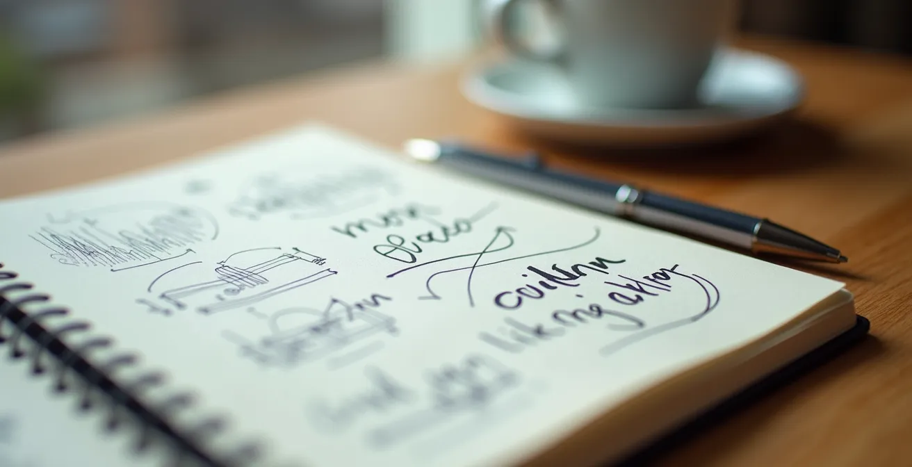 Carnet de notes professionnelles avec schémas et réflexions stratégiques