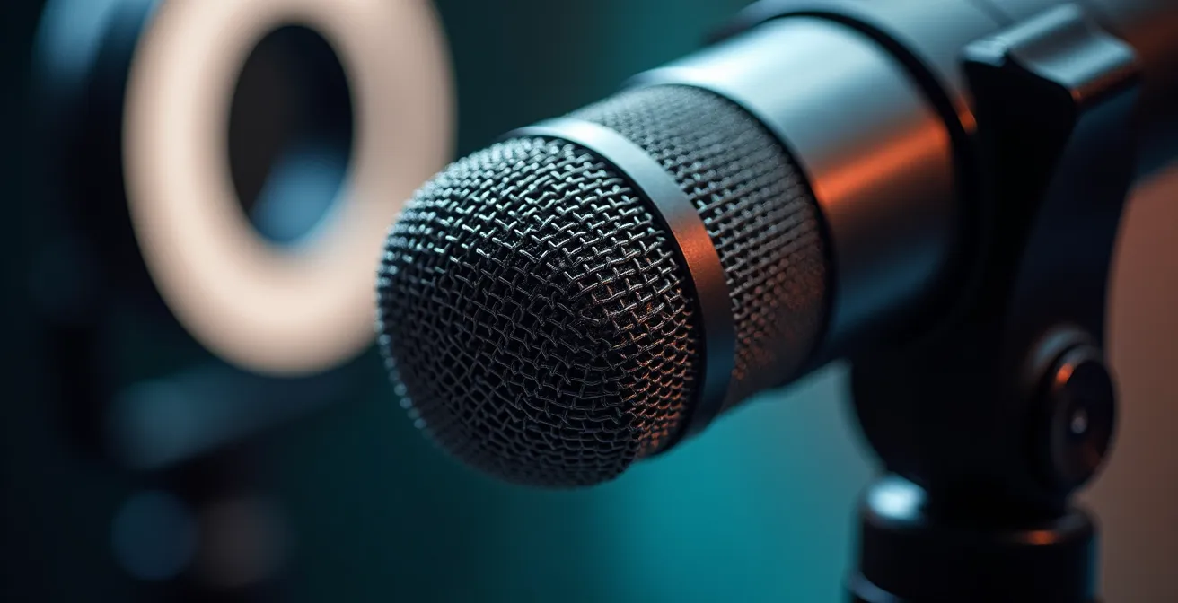 Gros plan sur équipement professionnel pour entretien vidéo avec éclairage optimal