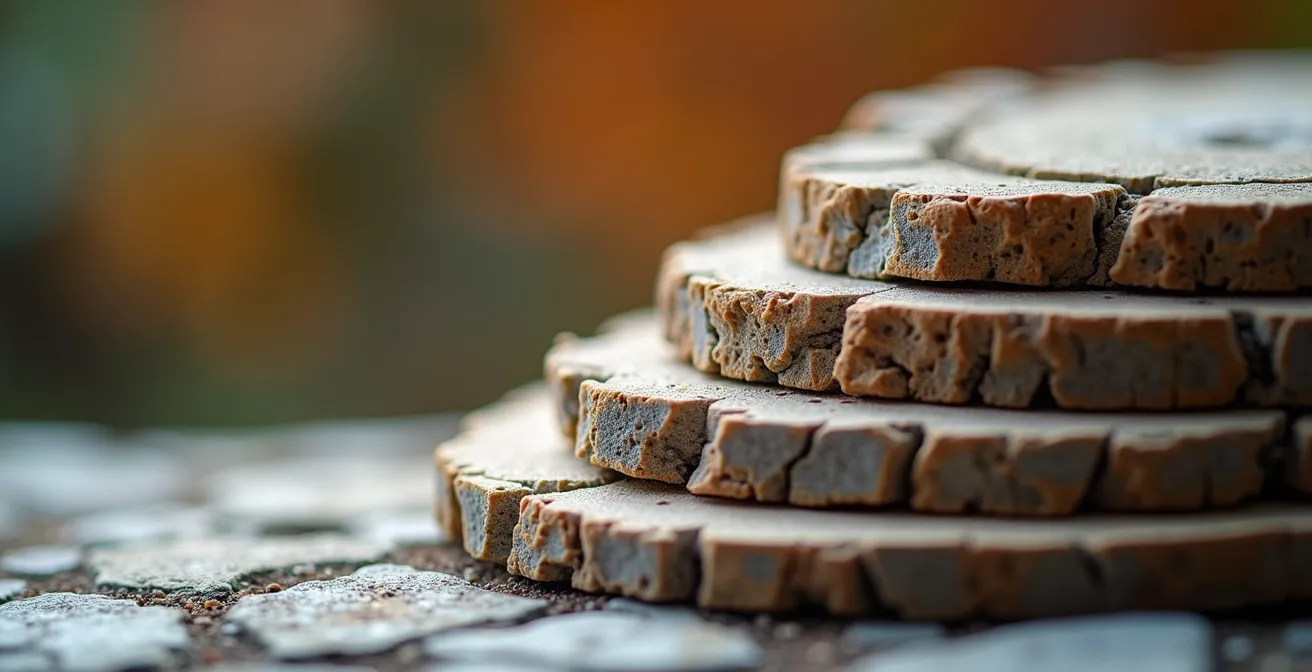 Représentation visuelle d'une progression en trois étapes avec des éléments architecturaux ascendants