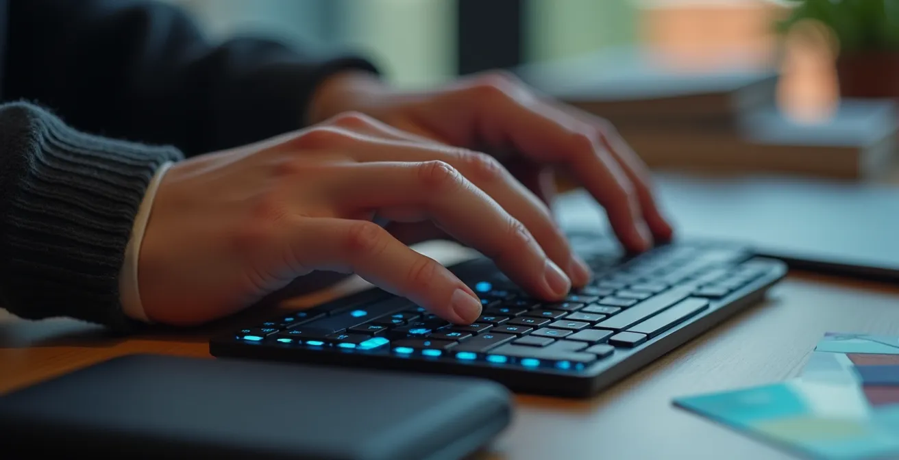 Professionnel créant du contenu stratégique dans un espace créatif