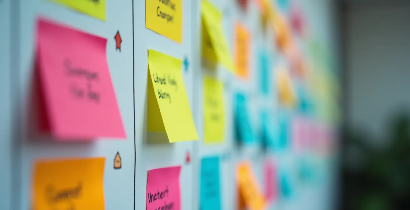 Vue macro d'un tableau de suivi de candidatures avec codes couleurs et organisation visuelle